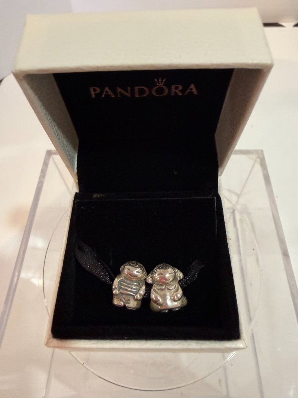 PANDORA CHARMS Sterling Silver Boy, 790360 And Girl 790375.  Retired 2015